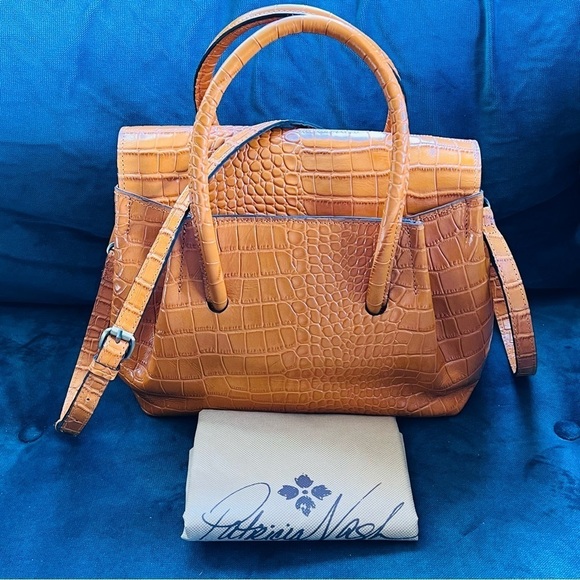 Patricia Nash Notely Croc Embossed Leather Flap Satchel Crossbody Bag - Picture 10 of 11